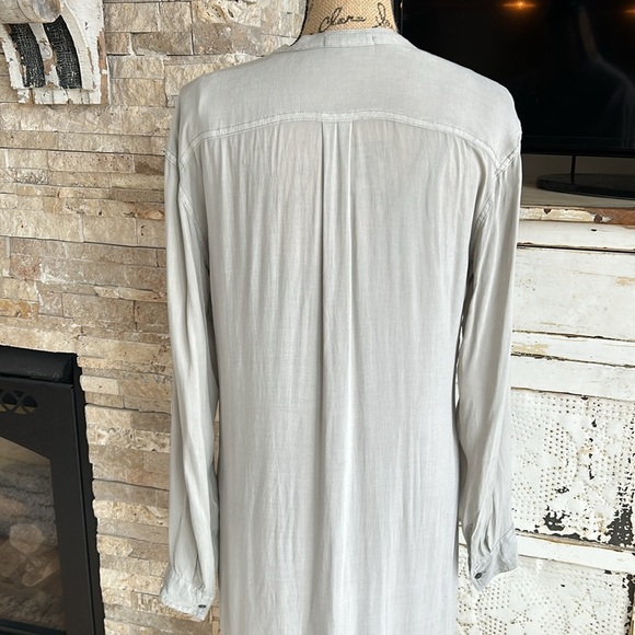 James Perse mandarin collar taupe gray brown long sleeve shirt dress 100% viscos - Picture 8 of 16